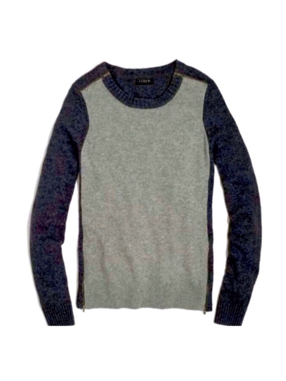 J. Crew Two Tone Wool Crew Sweater w/Zip Vents